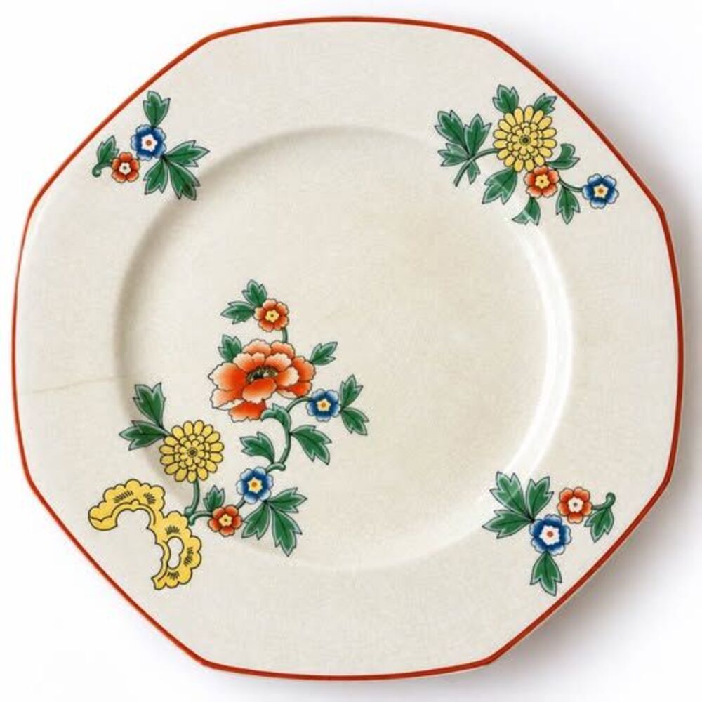 Antique 1926 Homer Laughlin Yellowstone Arcadia Floral Plate 9” Octagonal USA